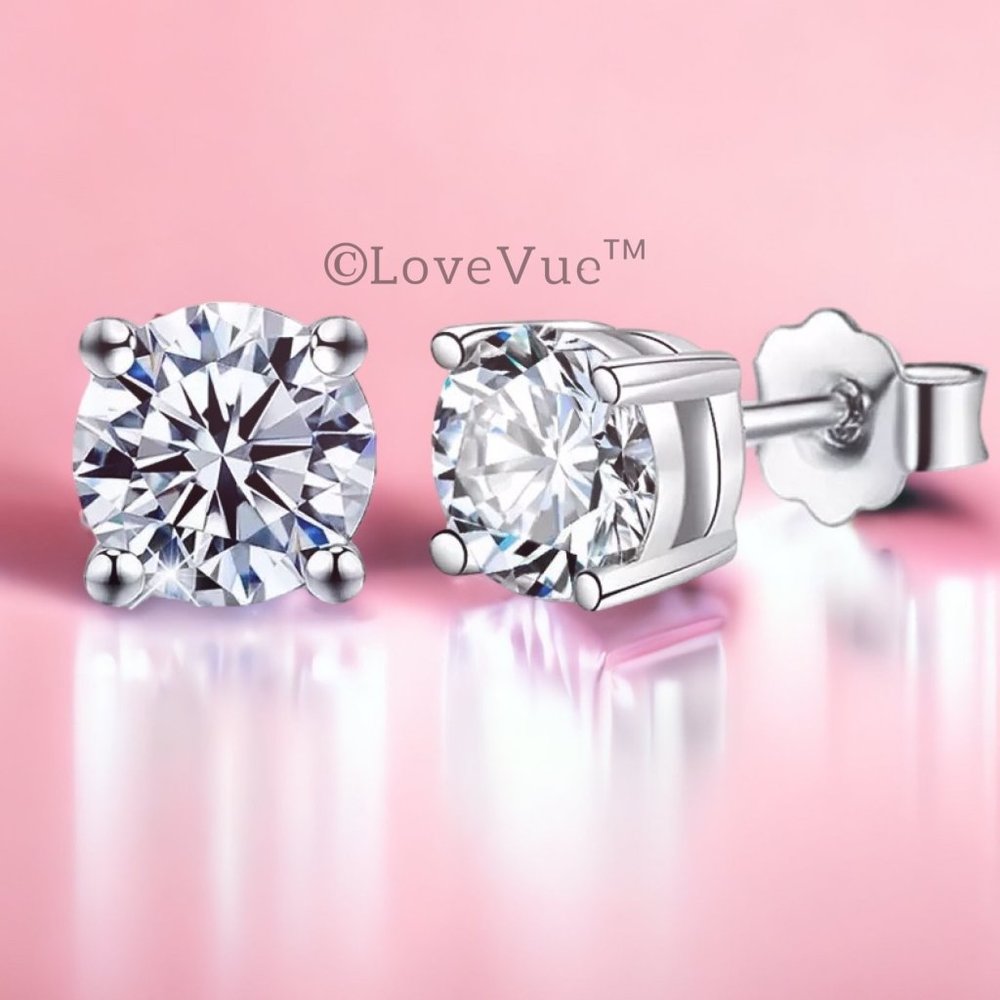 Certified 2ct. t.w. Diamond 4-Prong Solitaire Brilliant Cut Earrings - Picture 1 of 15